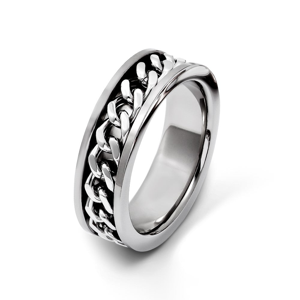 Chisel Titanium Brushed 7mm Chain Inlay Band