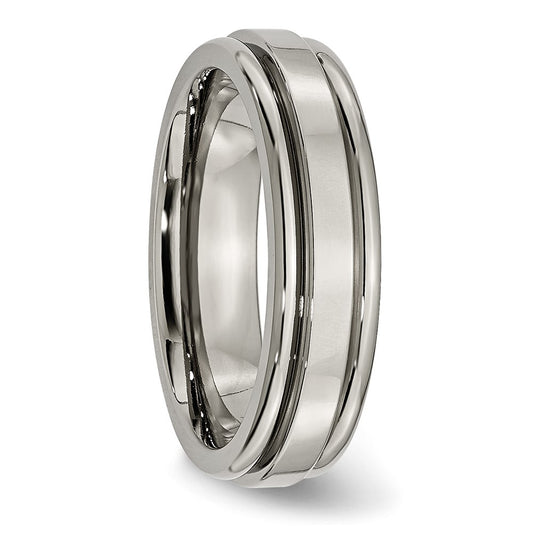 Chisel Titanium Polished 6mm Grooved Edge Band