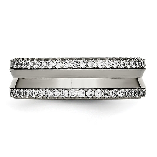 Chisel Titanium Polished with CZ 6.5mm Concave Band