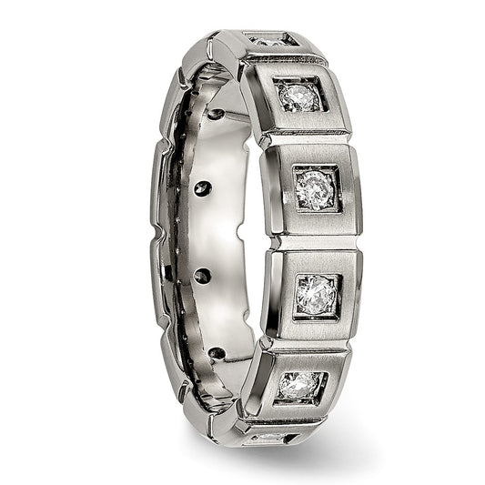 Chisel Titanium Brushed and Polished with CZ 5mm Grooved Band