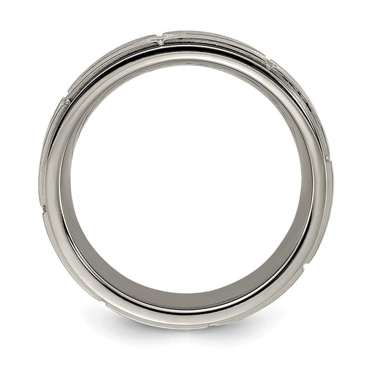 Chisel Titanium Polished with Brushed Center with CZ 7.00mm Band