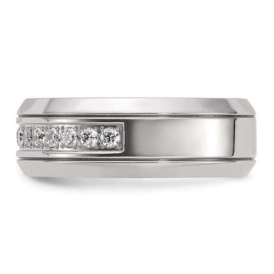 Chisel Titanium Polished with CZ 8mm Band