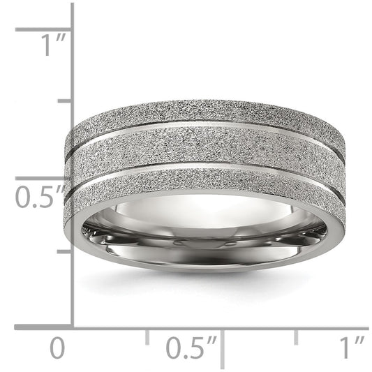 Chisel Titanium Polished Laser-cut Grooved 8mm Band
