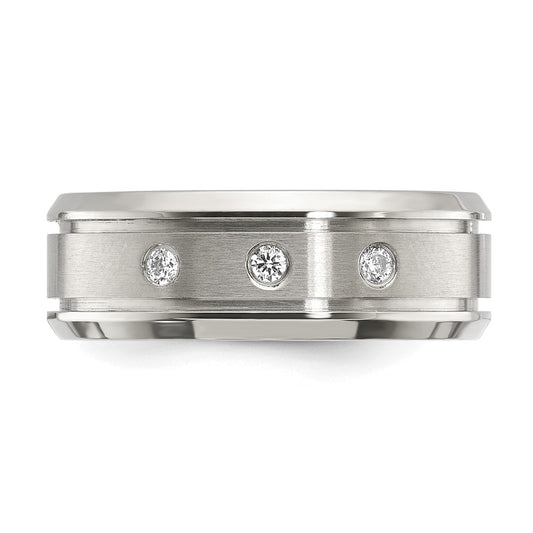 Chisel Titanium Polished with CZ 8mm Band