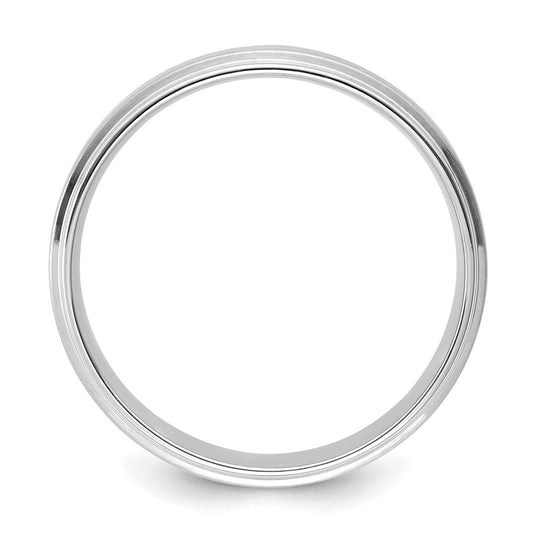14k White Gold 6mm Heavyweight Comfort Fit Brushed Satin/Polished Stepped Edge Wedding Band