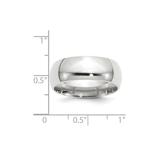 14k White Gold 8mm Standard Weight Comfort Fit Wedding Band