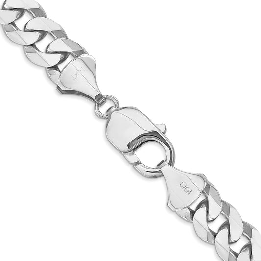 14k White Gold 9.5mm Flat Beveled Curb Chain
