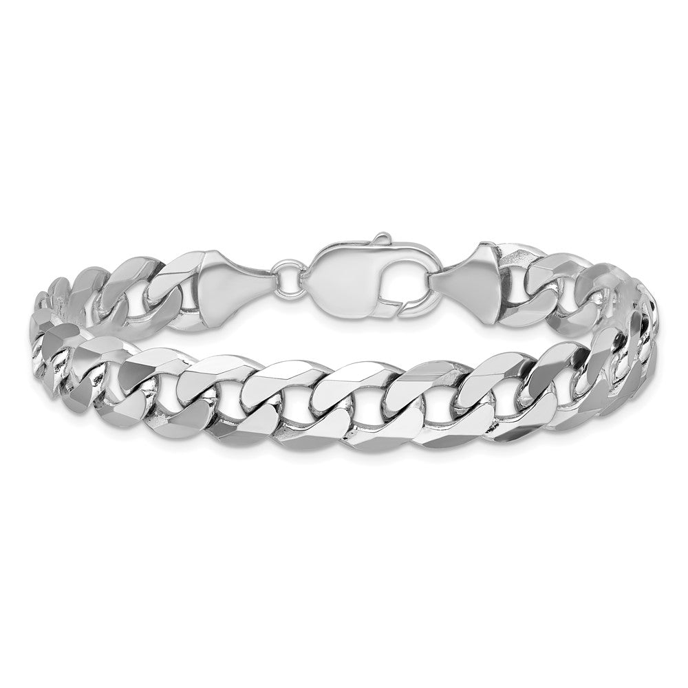 14k White Gold 9.5mm Flat Beveled Curb Chain