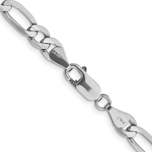 14K White Gold 6mm Flat Figaro with Lobster Clasp Chain