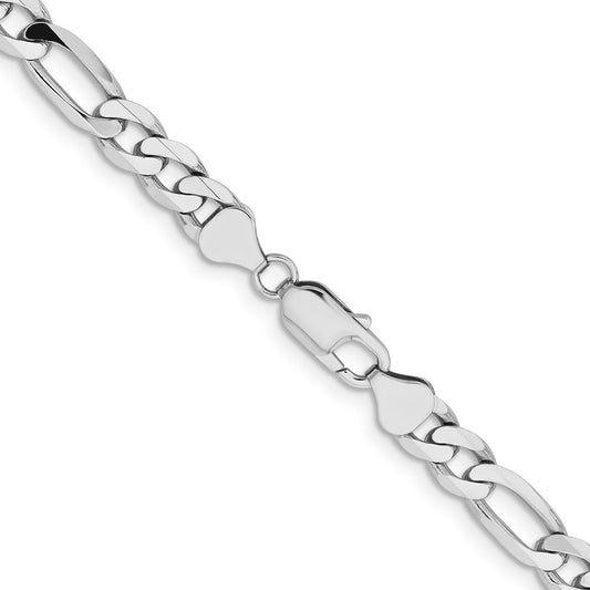 14K White Gold 7.5mm Flat Figaro with Lobster Clasp Chain