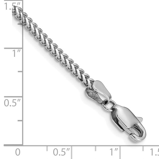14K White Gold 2mm Franco with Lobster Clasp Bracelet