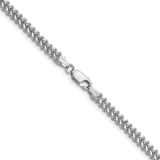 14K White Gold 2.5mm Franco with Lobster Clasp Chain