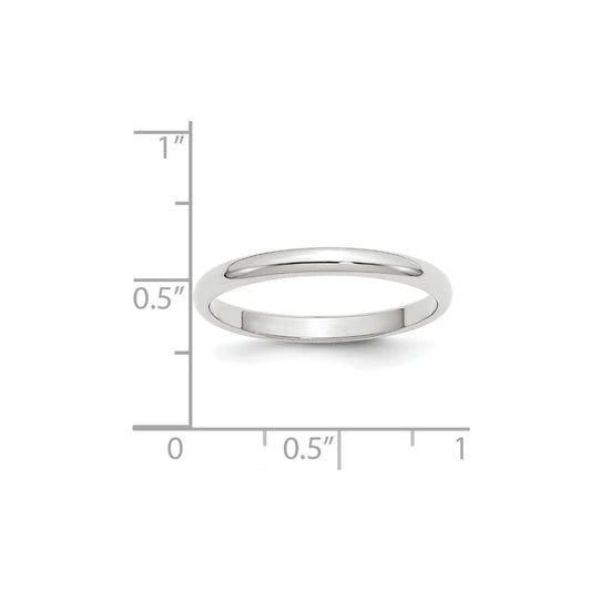 14k White Gold 2.5mm Half Round Wedding Band