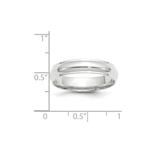 14k White Gold 5mm Half Round with Edge Wedding Band