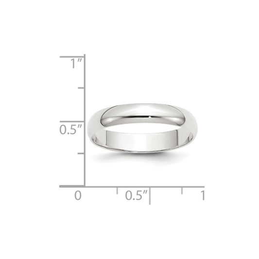 14k White Gold 4mm Lightweight Half Round Wedding Band
