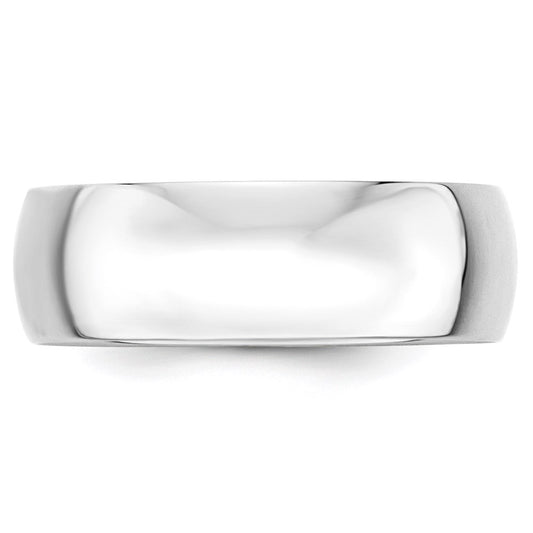 14k White Gold 7mm Lightweight Half Round Wedding Band