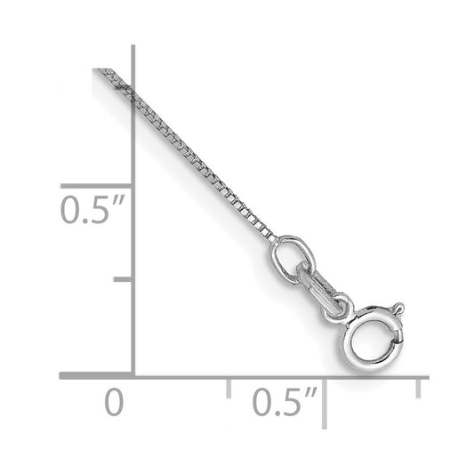 14K White Gold .5mm Box with Spring Ring Clasp Anklet