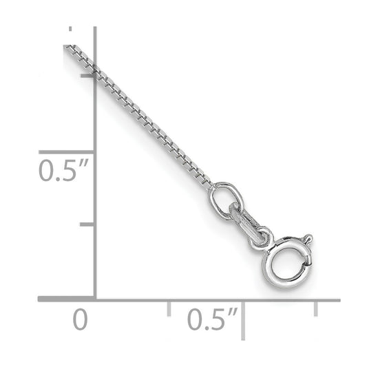 14K White Gold .7mm Box with Spring Ring Clasp Anklet