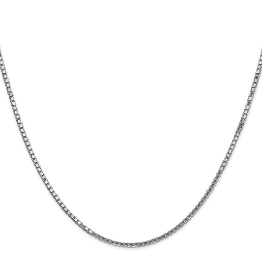 14K White Gold 1.5mm Box with Lobster Clasp Chain