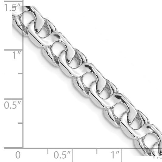 14K White Gold 7.4mm Hand Polished Fancy Link with Fancy Lobster Clasp Chain