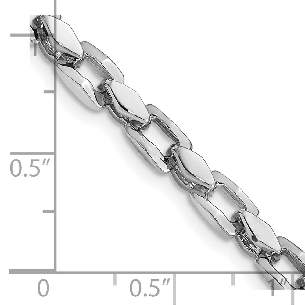 14K White Gold 4.5mm Hand Polished Fancy Link with Fancy Lobster Clasp Chain