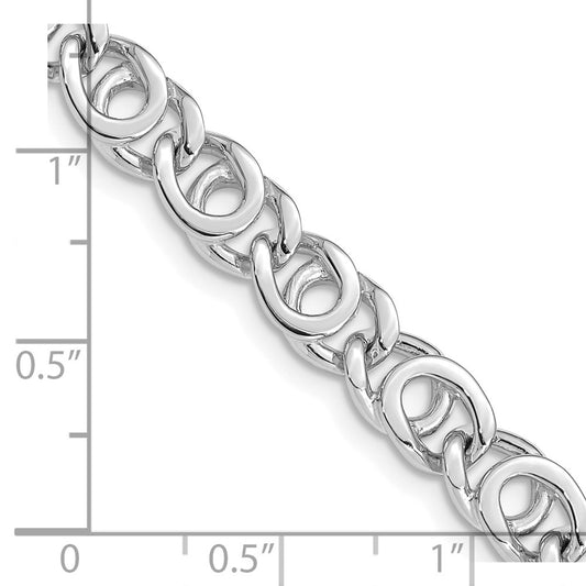 14K White Gold 7mm Hand Polished Fancy Link with Fancy Lobster Clasp Chain