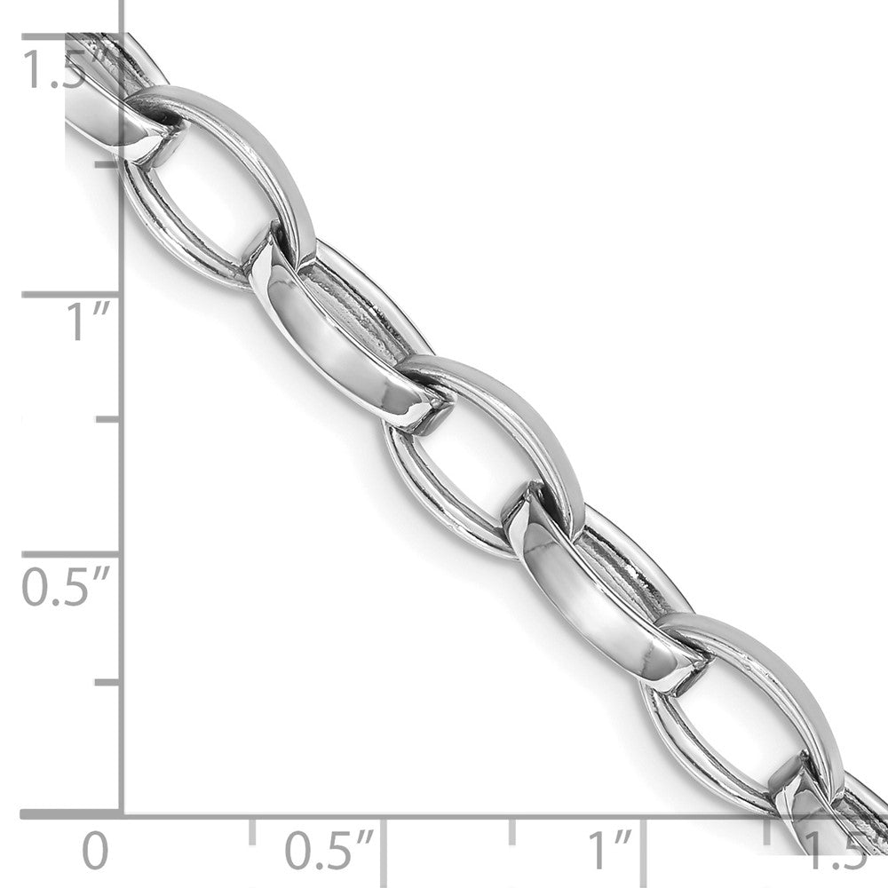 14K White Gold 6.6mm Hand Polished and Satin Fancy Link with Fancy Lobster Clasp Chain