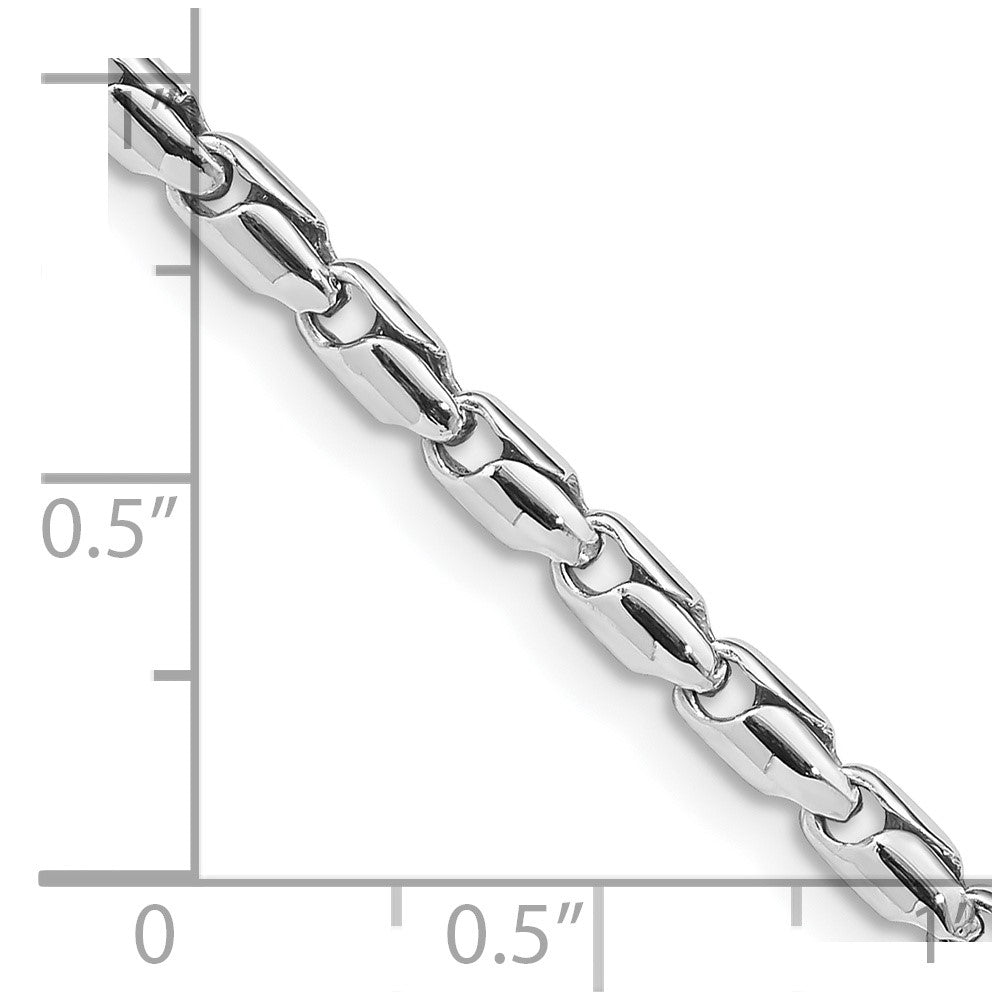 14K White Gold 3mm Hand Polished Fancy Link with Lobster Clasp Chain