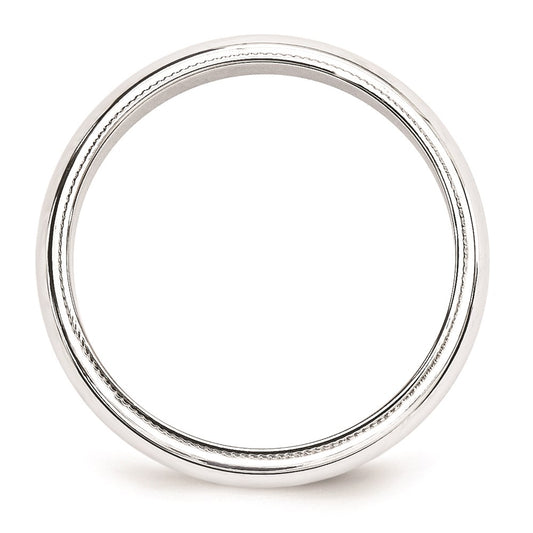 14k White Gold 5mm Milgrain Half Round Wedding Band