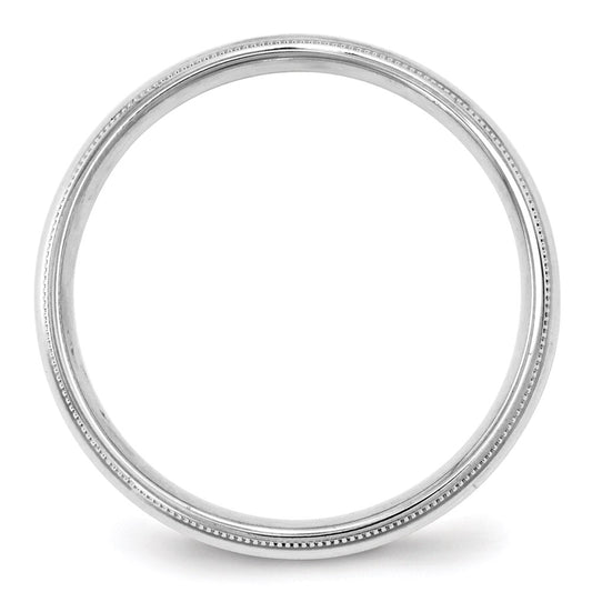 14k White Gold 4mm Milgrain Half Round Comfort Fit Wedding Band