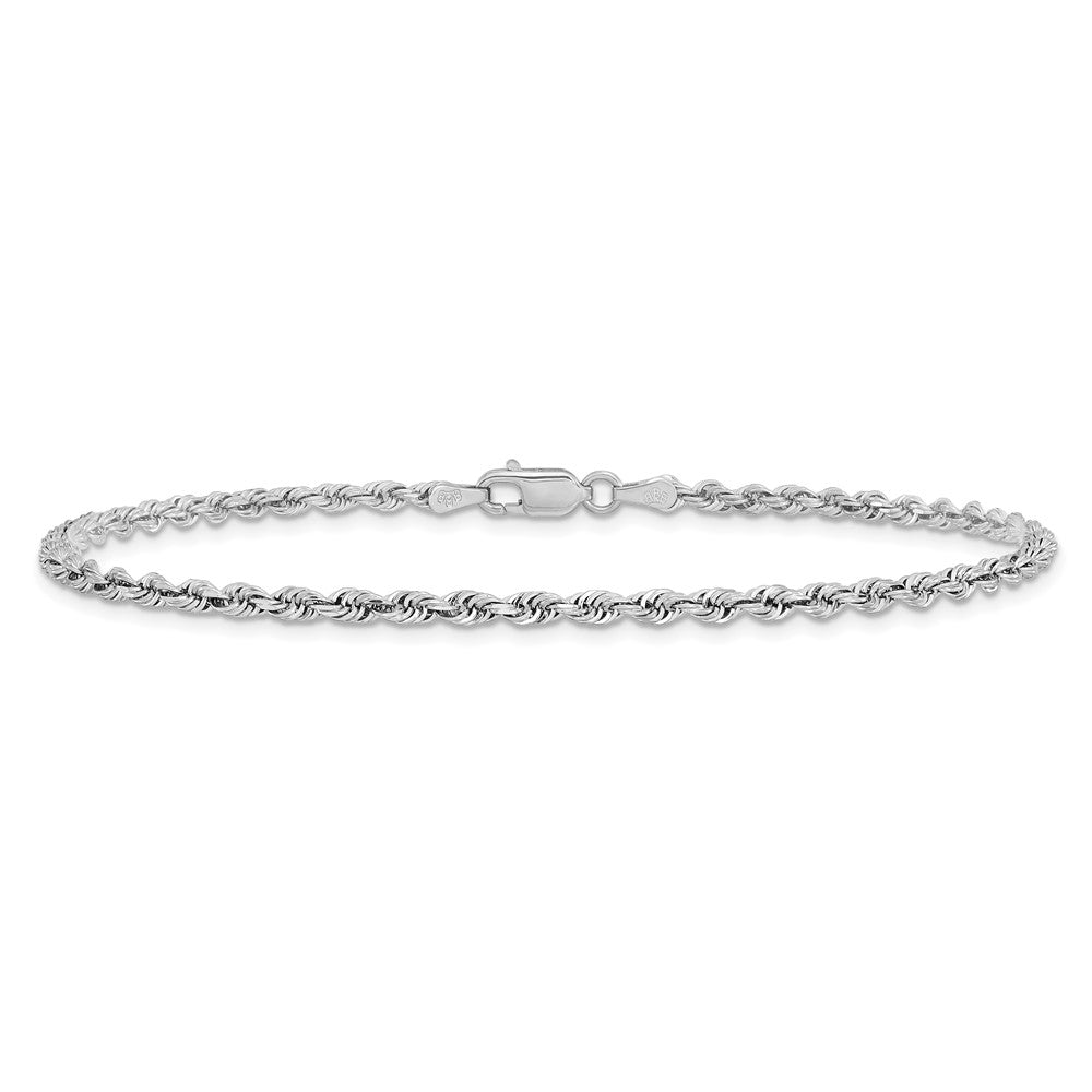 14K White Gold 2.75mm Diamond-cut Quadruple Rope Lobster Clasp Chain