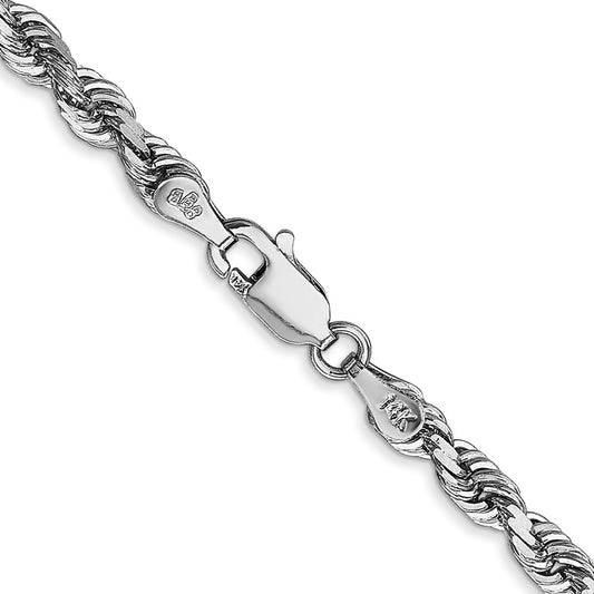 14K White Gold 4mm Diamond-cut Quadruple Rope Lobster Clasp Chain