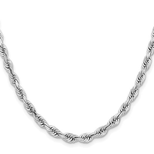 14K White Gold 5mm Diamond-cut Quadruple Rope Lobster Clasp Chain