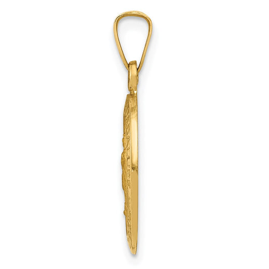 14k Polished and Satin Hollow Our Lady Of Guadalupe Medal Oval Charm