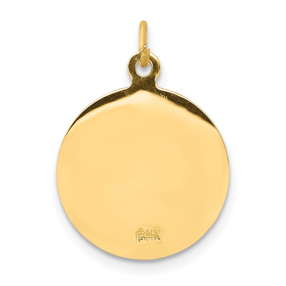 14k Polished and Satin Solid Sacred Heart of Jesus Medal Round Charm