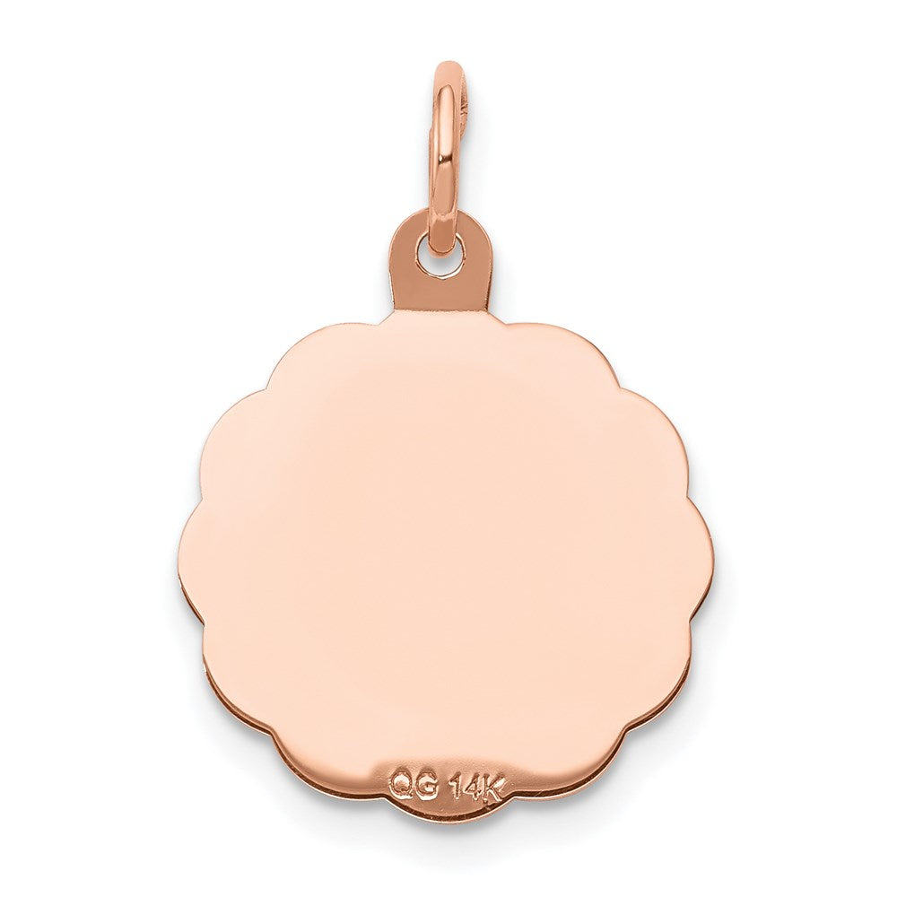 14k Rose Gold BAPTISM with Cross Round Disc Charm