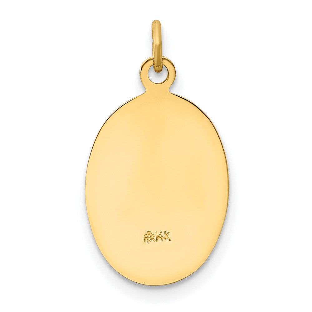 14k Polished and Satin Solid Our Lady of Guadalupe Medal Oval Pendant