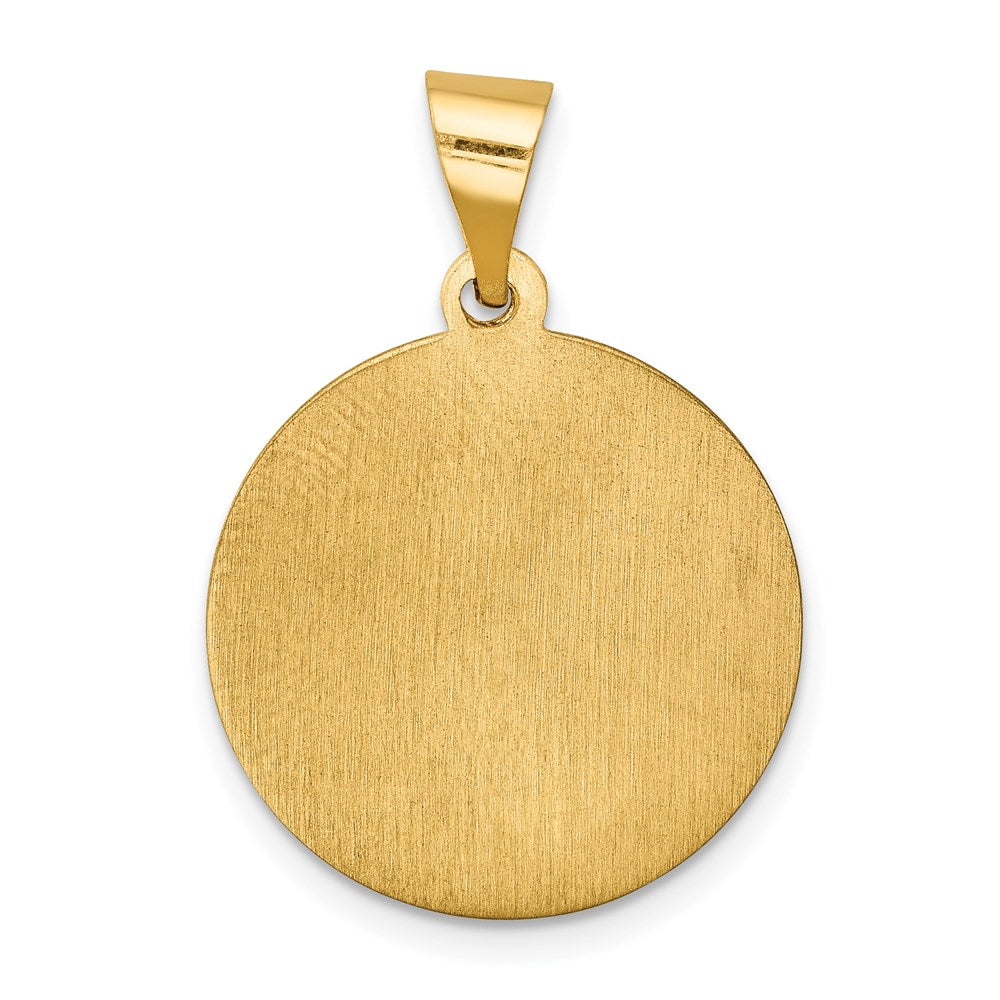 14k Polished and Satin Hollow Our Lady of Lourdes Medal Round Pendant