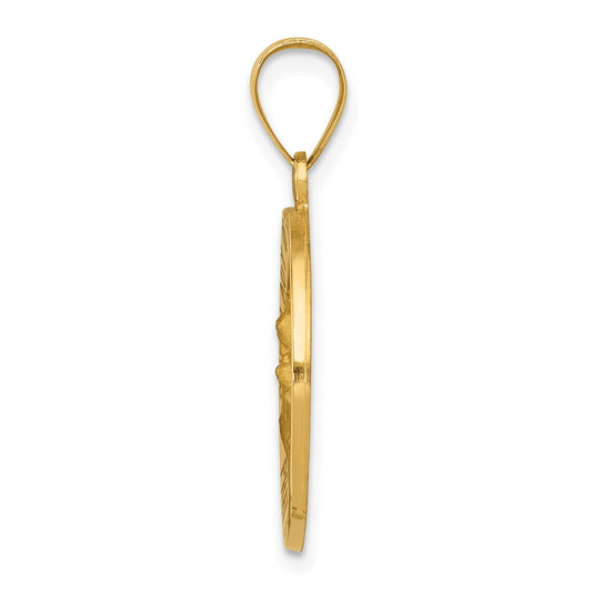 14k Polished and Satin Hollow Our Lady of Perpetual Help Medal Round Pendant