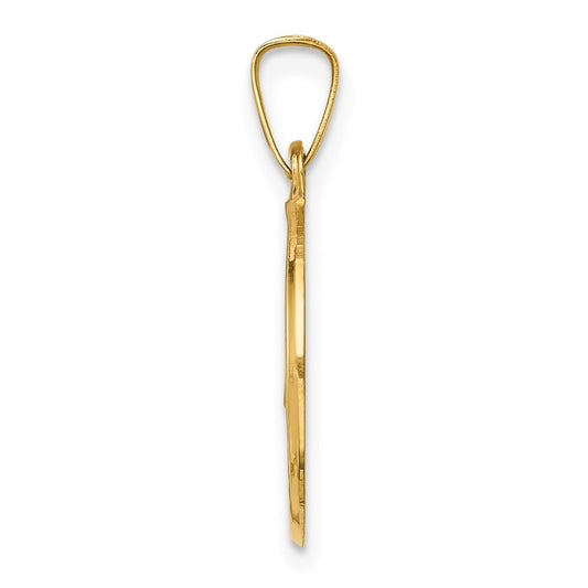 14k Polished and Satin Hollow Caridad Del Cobre Medal Round Pendant