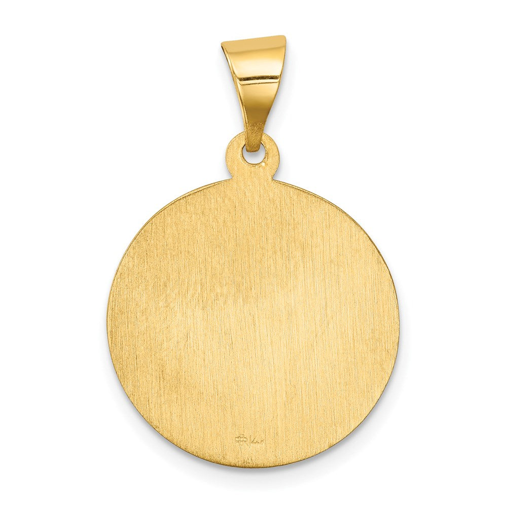 14k Polished and Satin Hollow Sacred Heart of Mary Medal Round Pendant