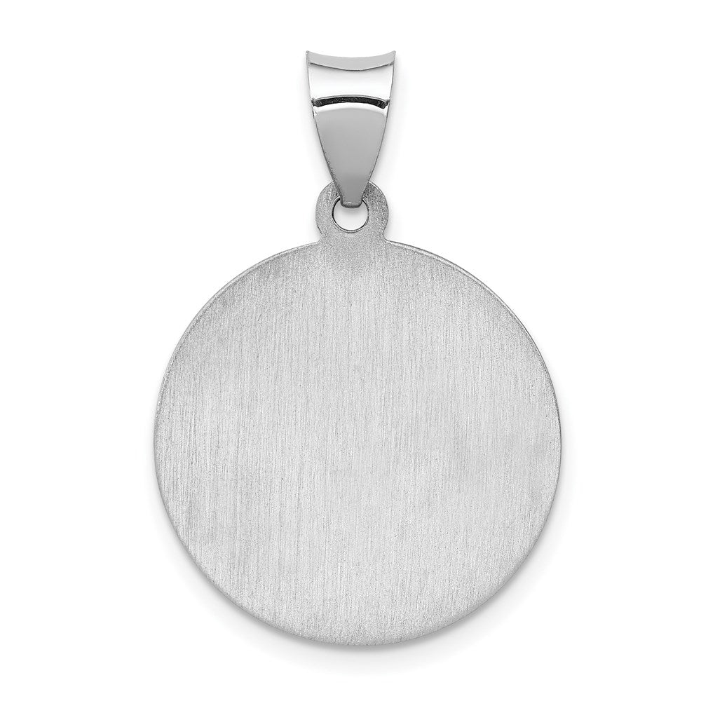 14k White Gold Polished and Satin Hollow St. Anthony Medal Pendant