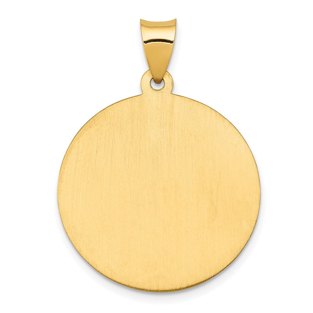 14k Polished and Satin Hollow St Joseph Medal Round Pendant