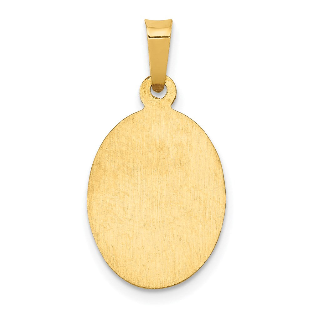 14k Polished and Satin St Joseph Medal Hollow Oval Pendant