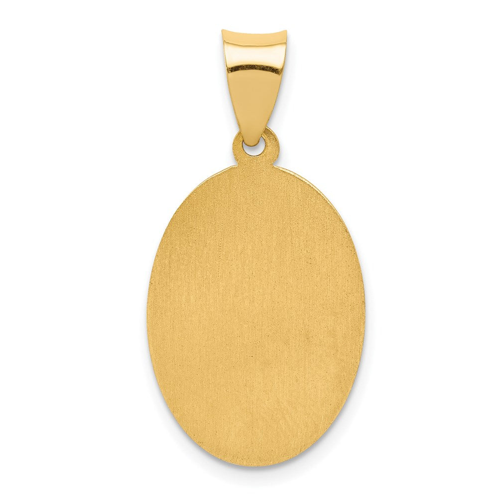14k Polished and Satin Hollow St Joseph Medal Oval Pendant