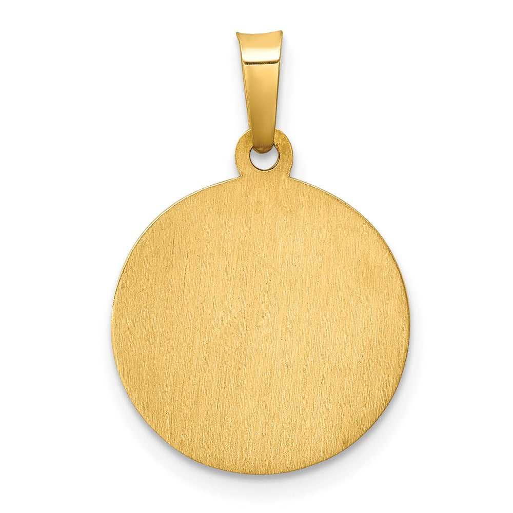14k Polished and Satin Hollow St Jude Thaddeus Medal Round Pendant