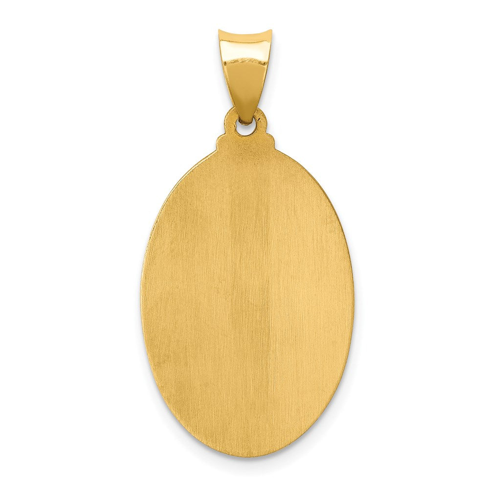 14k Polished and Satin Hollow St Jude Thaddeus Medal Oval Pendant