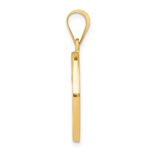 14k Polished and Satin Hollow St Matthew Medal Round Pendant