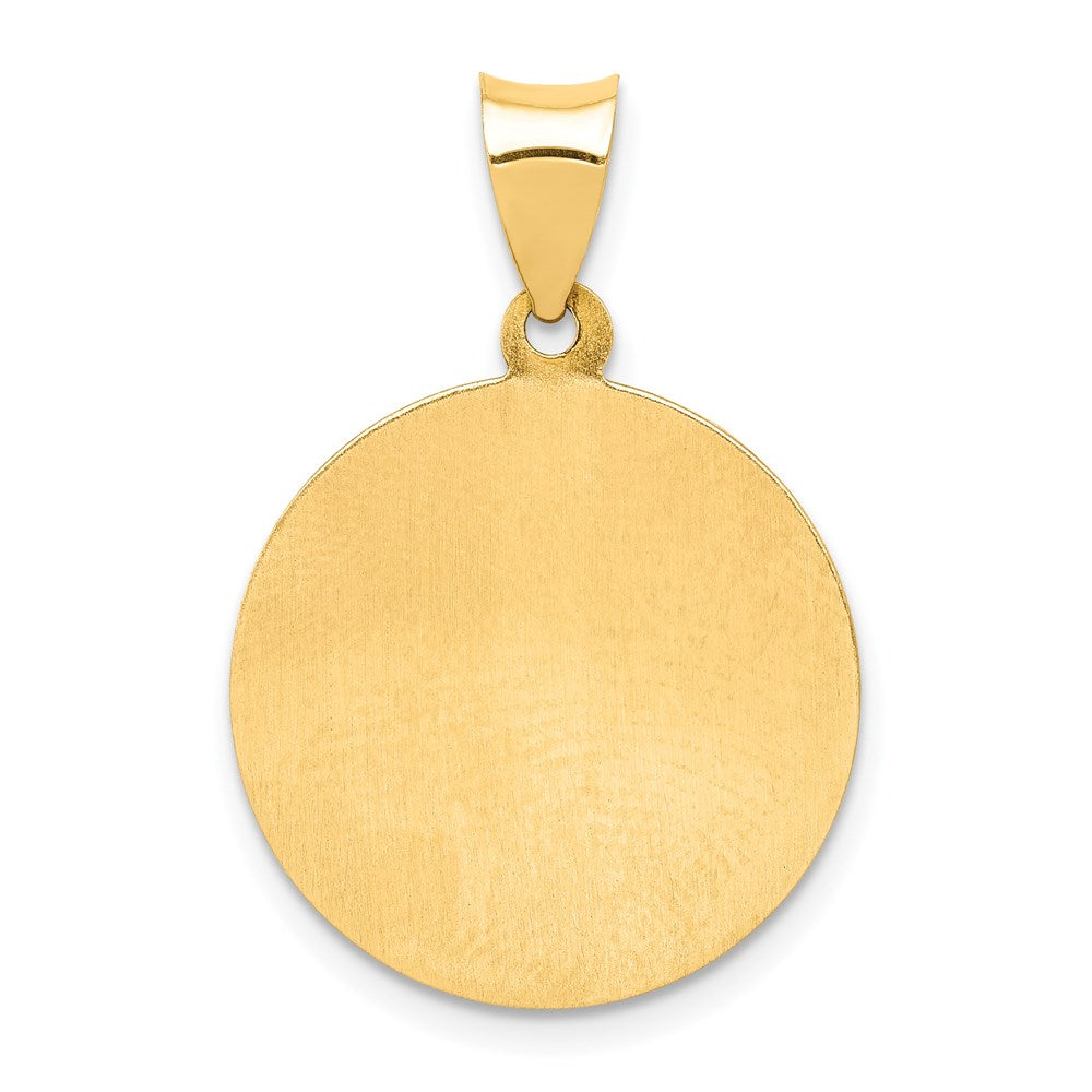 14k Polished and Satin Hollow St. Michael Medal Round Pendant