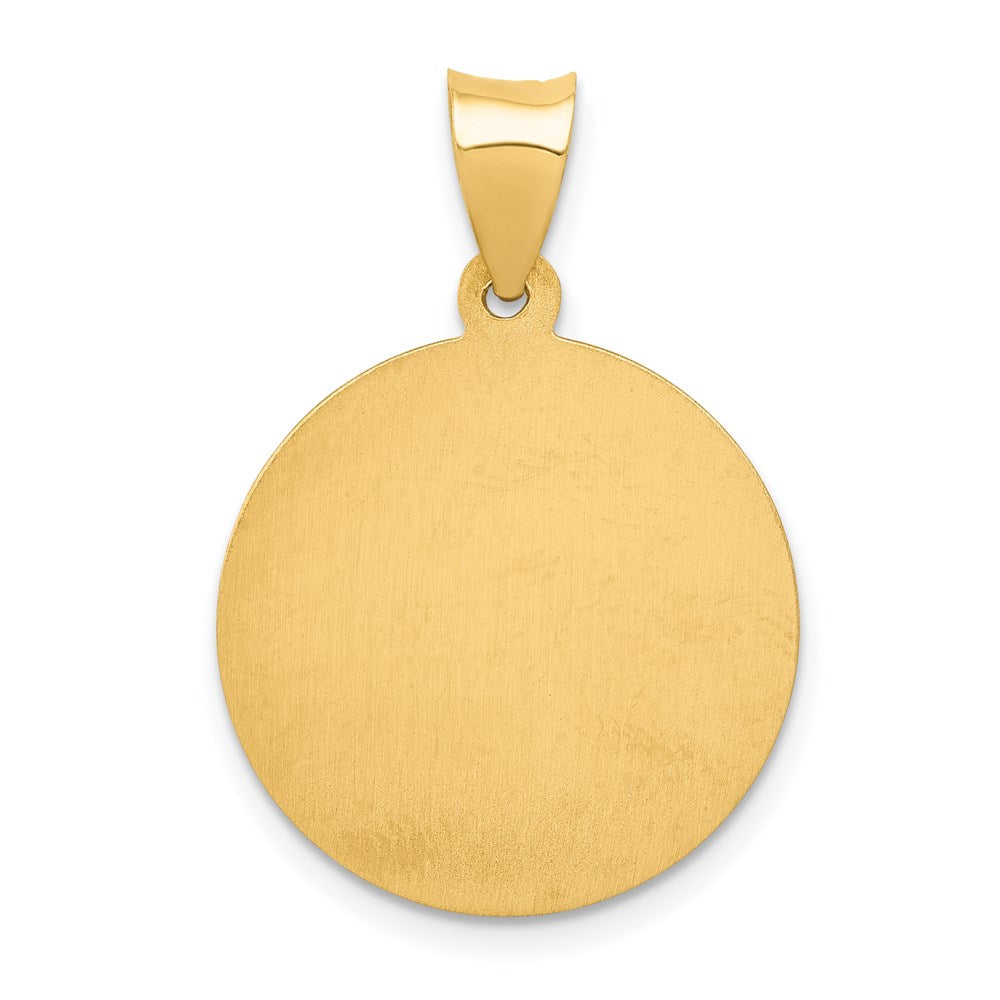 14k Polished and Satin Hollow St Nicholas Medal Round Pendant
